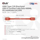 Club 3D Kábel - CAC-1513 (USB2 Type-C Bidirektional, 480Mb/s, PD 240W, USB-IF Certified, 3m)