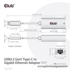 Club 3D Átalakító - CAC-1519 (USB-C (3.2 USB-C Gen 1 to RJ45 1GB Ethernet, aktív)