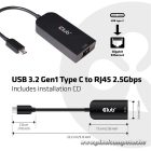 Club 3D Átalakító - CAC-1520 (3.2 USB-C Gen 1 to RJ45, 2,5GB Ethernet)