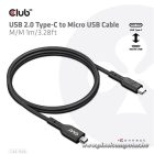 Club 3D Kábel - CAC-1526 (2.0 USB-C Gen 1 to Micro USB, 1m, Bidirectional)