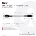 Club 3D Kábel - CAC-1526 (2.0 USB-C Gen 1 to Micro USB, 1m, Bidirectional)