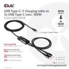 Club 3D Kábel - CAC-1527 (USB-C Y kábel, 100W PD, 1.83m, 2xUSB-C)