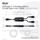 Club 3D Kábel - CAC-1527 (USB-C Y kábel, 100W PD, 1.83m, 2xUSB-C)