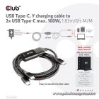 Club 3D Kábel - CAC-1527 (USB-C Y kábel, 100W PD, 1.83m, 2xUSB-C)