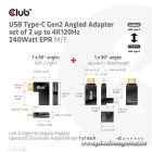 Club 3D Átalakító - CAC-1528 (USB-C Gen 2 to USB-C Gen 2, 90 fokos adapter, 10Gbps, 4k120Hz)