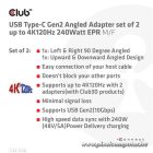 Club 3D Átalakító - CAC-1528 (USB-C Gen 2 to USB-C Gen 2, 90 fokos adapter, 10Gbps, 4k120Hz)