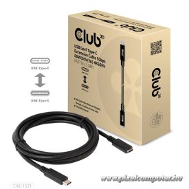   Club 3D Kábel - CAC-1531 (USB-C Gen 1 to USB-C, 5Gbps, 60W, 4K60Hz, M/F, 1m)