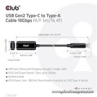Club 3D Kábel - CAC-1536 (USB-C Gen 2 to USB-A, 10Gbps, 5m)