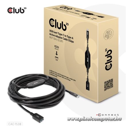 Club 3D Kábel - CAC-1538 (USB-C Gen 1 to USB-A, 5Gbps, 10m)