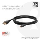 Club 3D Kábel - CAC-1563 (USB-C to DisplayPort 2.1, 8K120Hz, 2m, M/M)