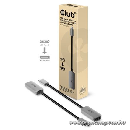 Club 3D Átalakító - CAC-1567 (USB-C to DisplayPort 1.4, 8K60Hz, DSC 1.2, HDR, HBR3)
