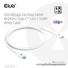 Club 3D Kábel - CAC-1572 (USB4 Type-C, 240W PD, 80Gbps, 8K240Hz, 4K540Hz, Bidirectional, 1,2m, fekete)