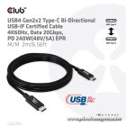 Club 3D Kábel - CAC-1575 (USB4 Type-C Gen 2x2, Bi-Directional USB-IF, 4K60Hz, 20Gbps, PD 240W(48V/5A) EPR M/M 2m)