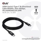 Club 3D Kábel - CAC-1578 (USB4 Type-C Gen 3x2, Bi-directional, 8K60Hz, 40Gbps, 240W PD, EPR, 2m)