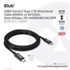 Club 3D Kábel - CAC-1579 (USB4 Type-C Gen 3x2, Bi-directional, 8K60Hz, 40Gbps, 240W PD, EPR, 3m)