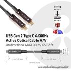 Club 3D Kábel - CAC-1589 (3.2 USB-C Gen 2 to 3.2 USB-C Gen 2, aktív, optikai, 60W PD, 4K60Hz, Bidirectional, 20m)