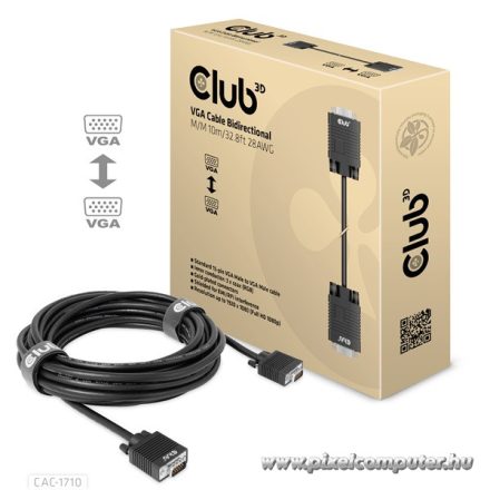 Club 3D Kábel - CAC-1710 (VGA Bidirectional, M/M, 10m, 28AWG, 1080p)