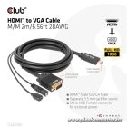 Club 3D Kábel - CAC-1712 (HDMI to VGA, M/M, 2m, 28AWG, 1080p, 3.5mm jack, Micro USB táplálás)