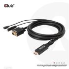 Club 3D Kábel - CAC-1712 (HDMI to VGA, M/M, 2m, 28AWG, 1080p, 3.5mm jack, Micro USB táplálás)