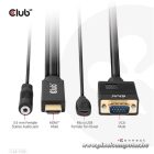 Club 3D Kábel - CAC-1712 (HDMI to VGA, M/M, 2m, 28AWG, 1080p, 3.5mm jack, Micro USB táplálás)
