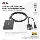 Club 3D Átalakító - CAC-1720 (USB-A & VGA to HDMI, M/F, 0.6m, 28AWG, Full HD 1080p)
