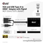 Club 3D Átalakító - CAC-1720 (USB-A & VGA to HDMI, M/F, 0.6m, 28AWG, Full HD 1080p)