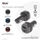 Club 3D Autós Töltő - CAC-1922 (63W, USB-A, USB-C, 12-24V, QC3.0)
