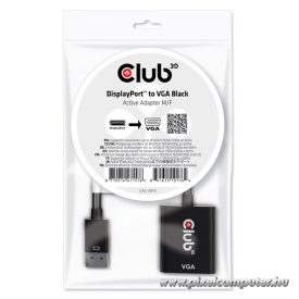   Club 3D Átalakító - CAC-2013 (DisplayPort 1.1a to VGA, fekete, aktív, WUXGA 1920x1200 @60Hz)