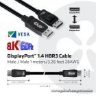 Club 3D Kábel - CAC-2067 (DisplayPort 1.4, HBR3, 8K60Hz, 1m, M/M, VESA minősítés)