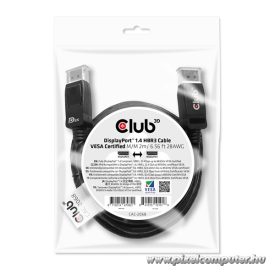   Club 3D Kábel - CAC-2068 (DisplayPort 1.4, M/M, 28AWG, HBR3, VESA tanúsítvánnyal, 8K60Hz, 2m)