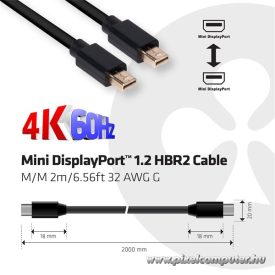   Club 3D Kábel - CAC-2161 (Mini DisplayPort 1.2 M/M, 4K60Hz, HBR2, 2m)