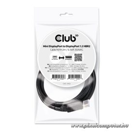   Club 3D Kábel - CAC-2163 (Mini DisplayPort to DisplayPort 1.2, 2m, 4K 60Hz, Bidirektional, 21.6Gbps, zárral)