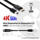 Club 3D Kábel - CAC-2163 (Mini DisplayPort to DisplayPort 1.2, 2m, 4K 60Hz, Bidirektional, 21.6Gbps, zárral)