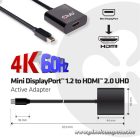Club 3D Átalakító - CAC-2170 (Mini DisplayPort 1.2 to HDMI 2.0, 4K60Hz, UHD, 3D aktív átalakító)
