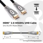 Club 3D Kábel - CAC-2312 (HDMI 2.0, 4K60Hz UHD, HDR, 5m, aranyozott, 18Gbps, Bidirectional)