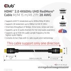 Club 3D Kábel - CAC-2314 (HDMI 2.0 4K60Hz RedMere, M/M, 15m, 18Gbps, UHD, AWG28)