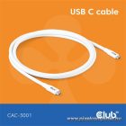 Club 3D Kábel - CAC-3001 (USB-C, PD 240W, 20Gbps, 4K60Hz, 2m, fehér)