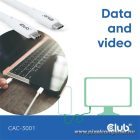 Club 3D Kábel - CAC-3001 (USB-C, PD 240W, 20Gbps, 4K60Hz, fehér, M/M, 2m)