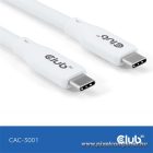 Club 3D Kábel - CAC-3001 (USB-C, PD 240W, 20Gbps, 4K60Hz, 2m, fehér)