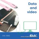 Club 3D Kábel - CAC-3002 (USB-C, PD 240W, 20Gbps, 4K60Hz, rózsaszín, M/M, 2m)