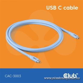   Club 3D Kábel - CAC-3003 (USB-C, PD 240W, 20Gbps, 4K60Hz, kék, M/M, 2m)