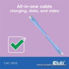Club 3D Kábel - CAC-3003 (USB-C, PD 240W, 20Gbps, 4K60Hz, kék, M/M, 2m)