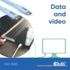 Club 3D Kábel - CAC-3003 (USB-C, PD 240W, 20Gbps, 4K60Hz, kék, M/M, 2m)
