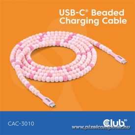   Club 3D Kábel - CAC-3010 (USB-C, PD 240W, 20Gbps, 4K60Hz, pink, M/M, 2m)