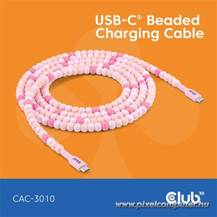 Club 3D Kábel - CAC-3010 (USB-C, PD 240W, 20Gbps, 4K60Hz, pink, M/M, 2m)