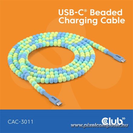 Club 3D Kábel - CAC-3011 (USB-C, PD 240W, 20Gbps, 4K60Hz, kék, M/M, 2m)