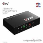 Club 3D Switch - CSV-1381 (3 to 1 HDMI, 8K60Hz/4K120Hz, IR Távirányítóval, HDR, HDCP 2.2/1.4, Metalház)