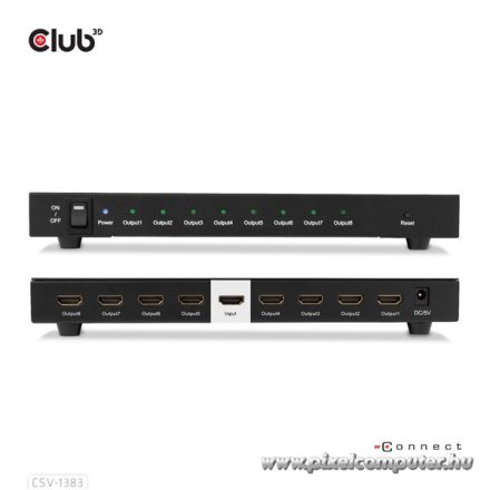 Club 3D Splitter - CSV-1383 (1 to 8 HDMI, 4K60Hz, HDR, Full 3D, 6Gbps, 12-bit Deep Color)