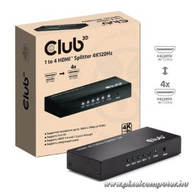   Club 3D Splitter - CSV-1385 (1 to 4 HDMI, 4K120Hz, 3D, HDCP 1.4/2.2, Audio, 6Gbps)