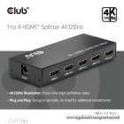 Club 3D Splitter - CSV-1385 (1 to 4 HDMI, 4K120Hz, 3D, HDCP 1.4/2.2, Audio, 6Gbps)